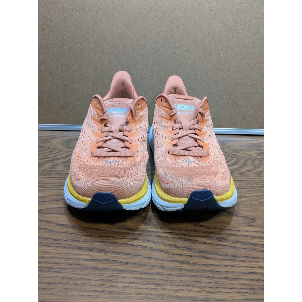 Hoka Clifton 8 Womens 9.5 Running Shoes Cantaloupe Silver Peony 1119394 SBSOR